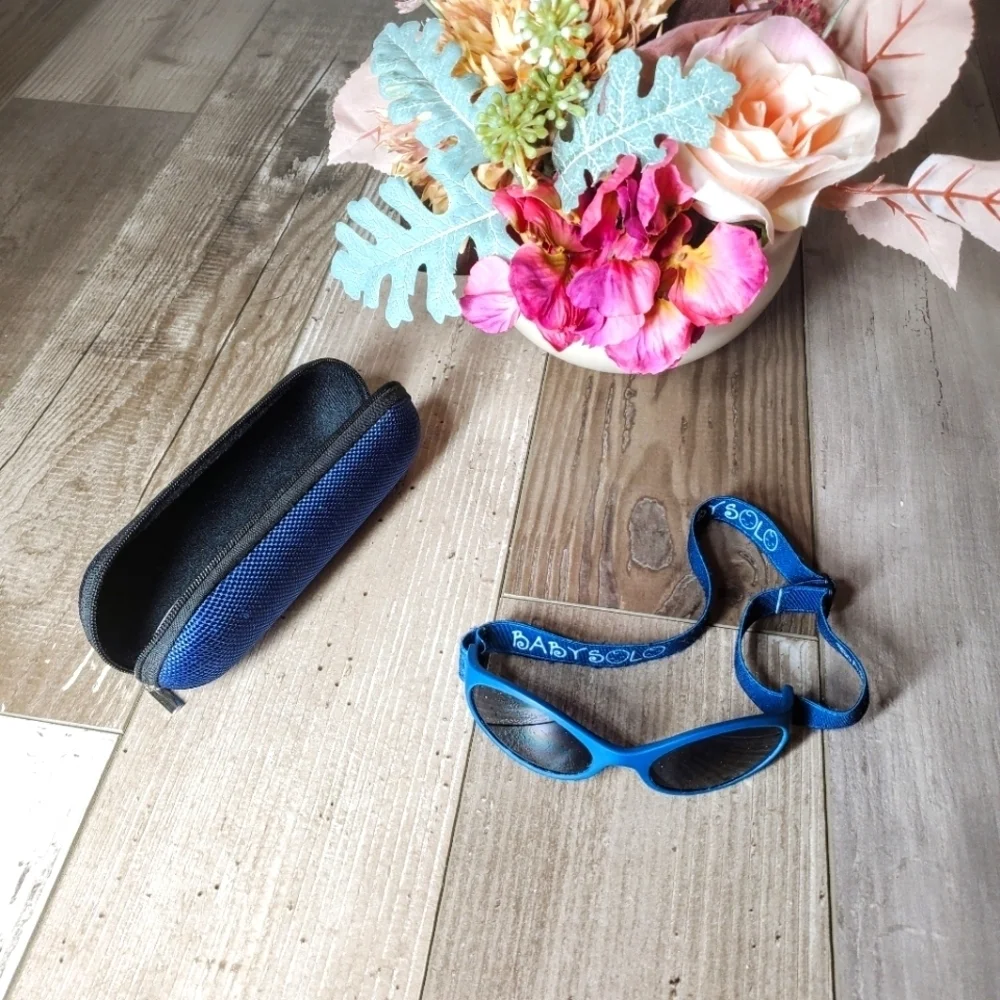 Baby Solo Adjustable Sunglasses with Case Matte Midnight Blue 0-24m EUC